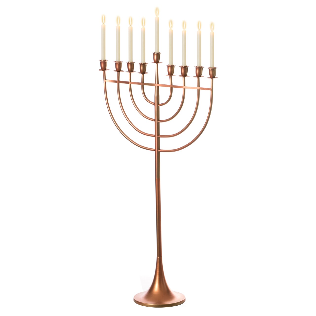 Modern Solid Metal Judaica Hanukkah Menorah 9 Branched Candelabra